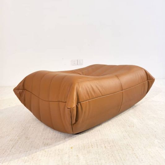 Niedriger gefalteter Ottoman aus Leder | DREAMOA