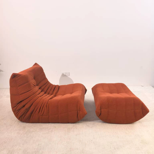 Corduroy Low Lounge 1 Seater and ottoman