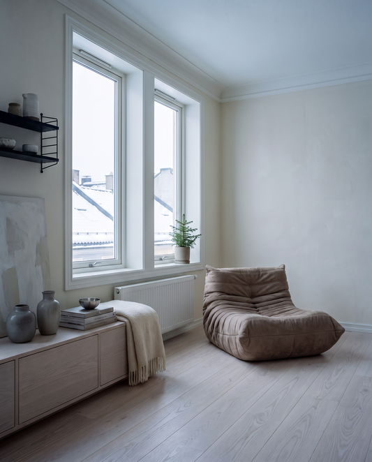 Low Lounge Single-Seat Chair in Suede | DREAMOA