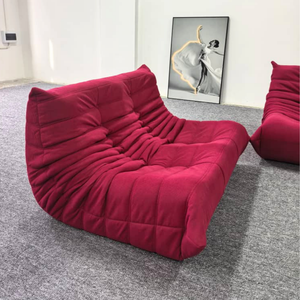 Niedriges Modulares Sofa-Set aus Himbeerfarbenem Cord | DREAMOA