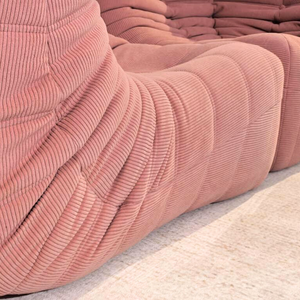 4-teiliges Low-Lounge-Set aus rosa Kord | DREAMOA