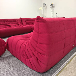 Niedriges Modulares Sofa-Set aus Himbeerfarbenem Cord | DREAMOA