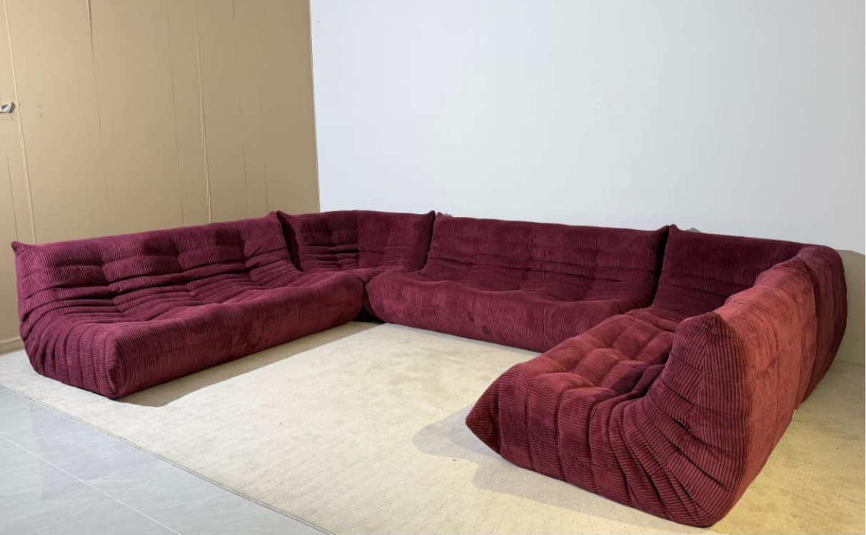 low sofa bordeaux set