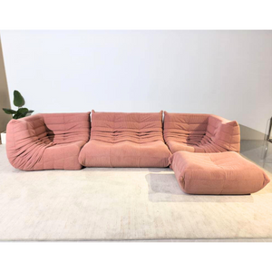 4-teiliges Low-Lounge-Set aus rosa Kord | DREAMOA
