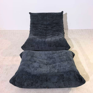 Niedriger Lounge-Sessel und Ottoman aus Wildleder | DREAMOA