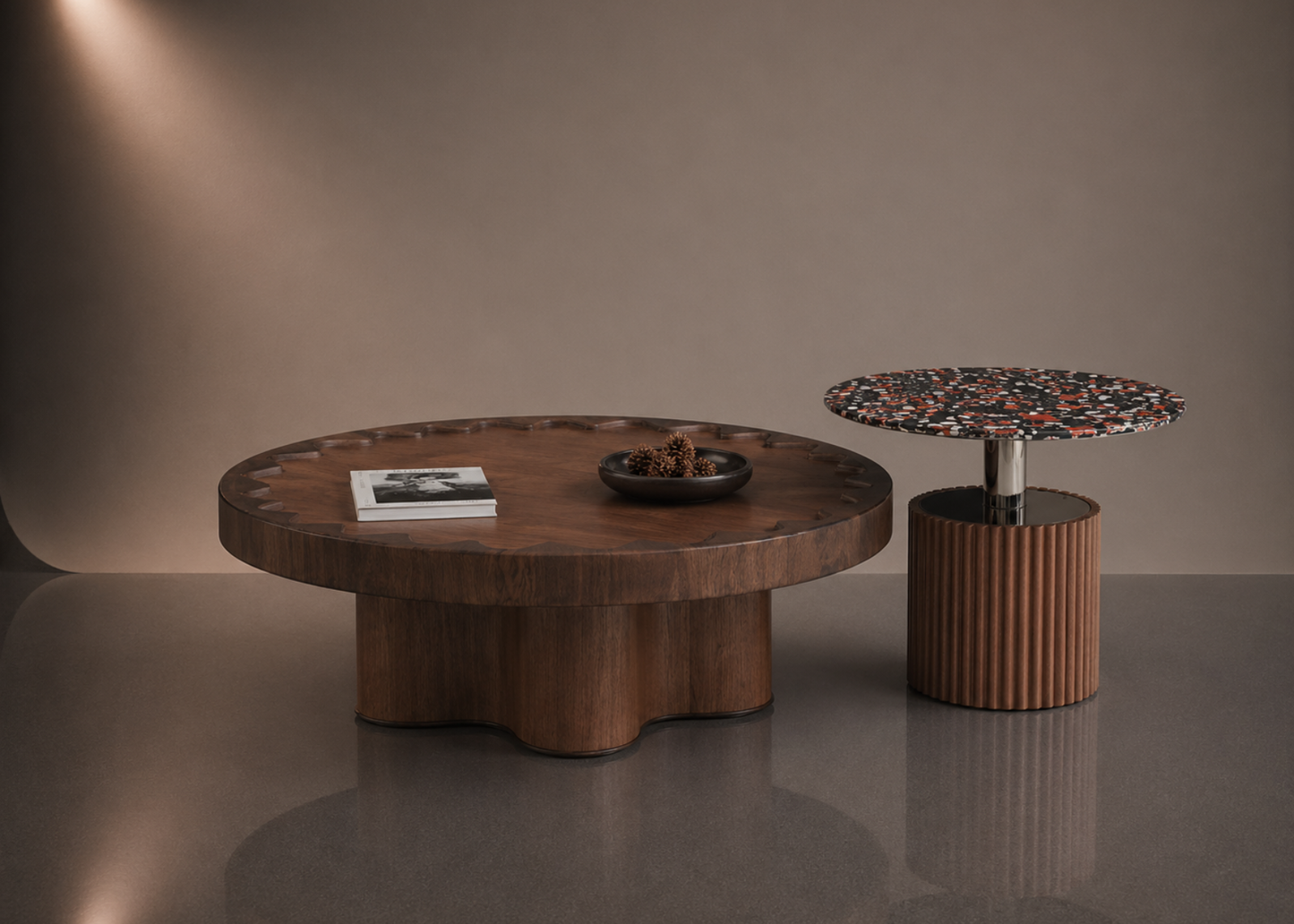 Nordic Bloom Wood & Marble Set