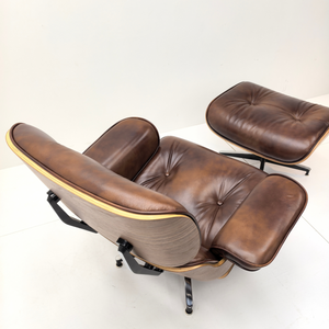 Chefsessel & Ottoman – Skulpturales Leder Lounge-Set | DREAMOA