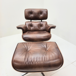 Chefsessel & Ottoman – Skulpturales Leder Lounge-Set | DREAMOA