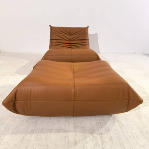 Niedriger gefalteter Ottoman aus Leder | DREAMOA