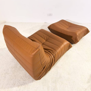 Niedriger gefalteter Ottoman aus Leder | DREAMOA