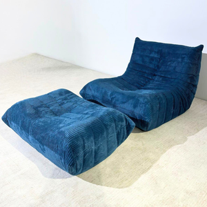 Niedriger Lounge-Modulsessel & Ottoman aus Cord | DREAMOA
