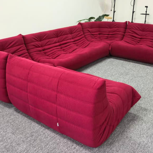 Niedriges Modulares Sofa-Set aus Himbeerfarbenem Cord | DREAMOA