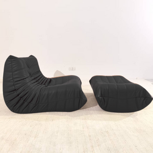 Niedriger gefalteter Ottoman aus Leder | DREAMOA