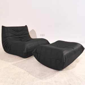 Niedriger gefalteter Ottoman aus Leder | DREAMOA