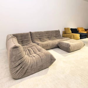 4-teiliges Modul-Set niedriger Lounge-Möbel aus Wildleder | DREAMOA
