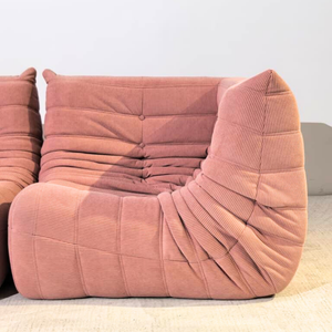 4-teiliges Low-Lounge-Set aus rosa Kord | DREAMOA