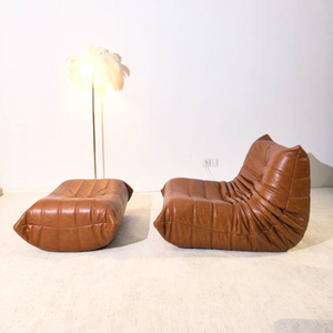 Niedriger gefalteter Ottoman aus Leder | DREAMOA