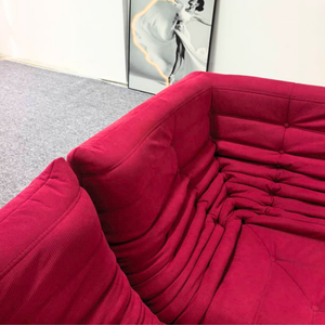 Niedriges Modulares Sofa-Set aus Himbeerfarbenem Cord | DREAMOA
