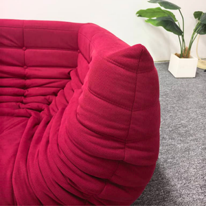 Niedriges Modulares Sofa-Set aus Himbeerfarbenem Cord | DREAMOA