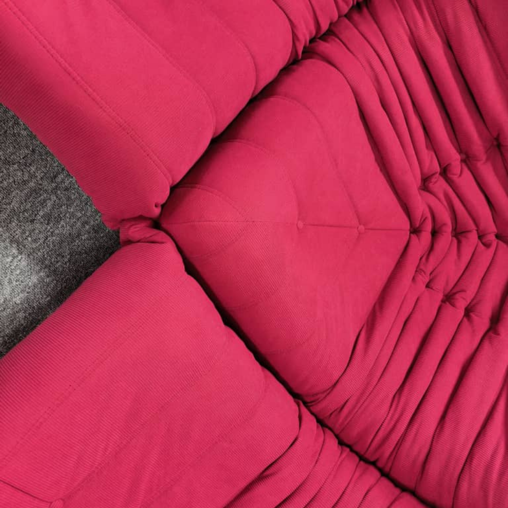 Low-Profile Modular Sofa Set in Raspberry Corduroy | DREAMOA