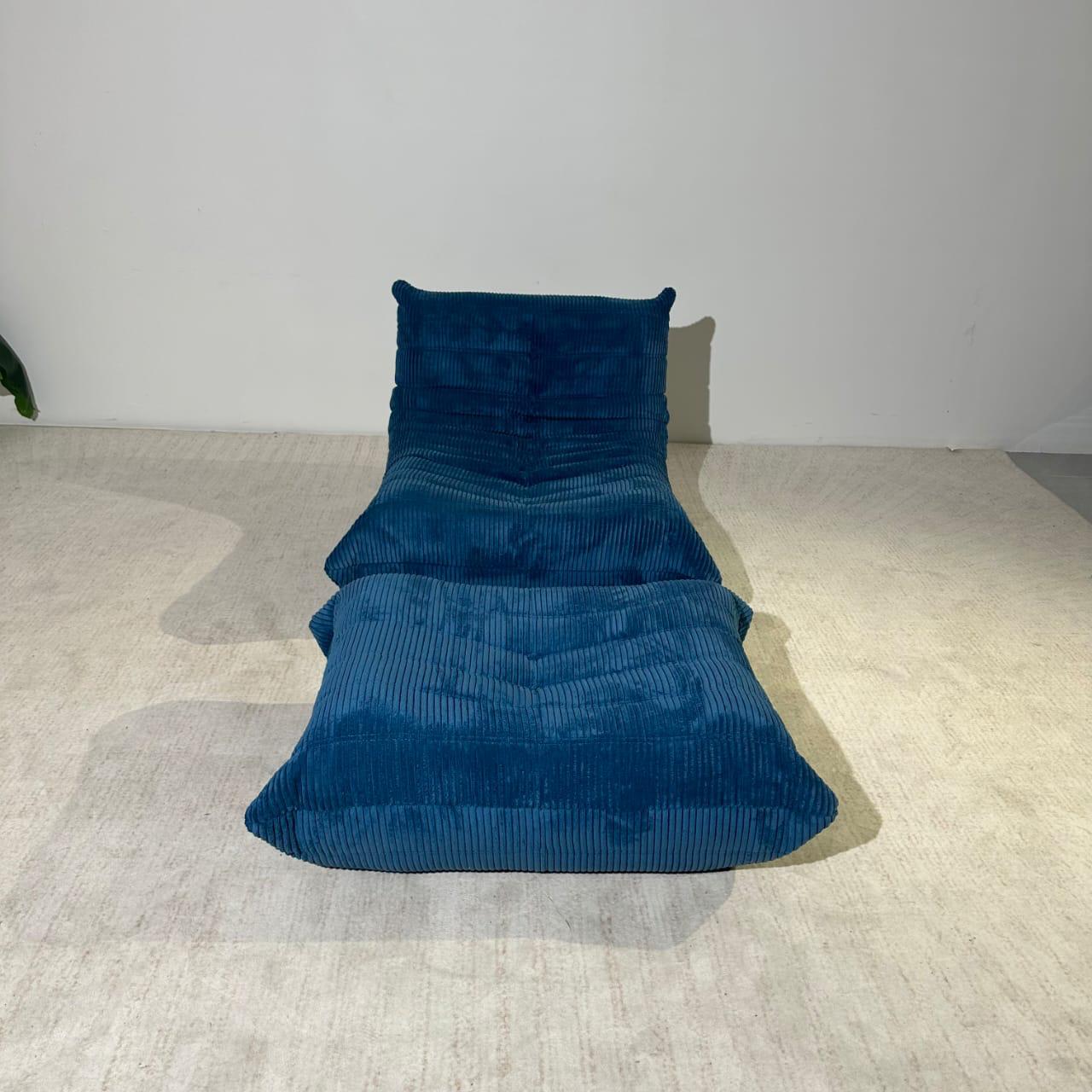 Corduroy Low Lounge 1 Seater and ottoman