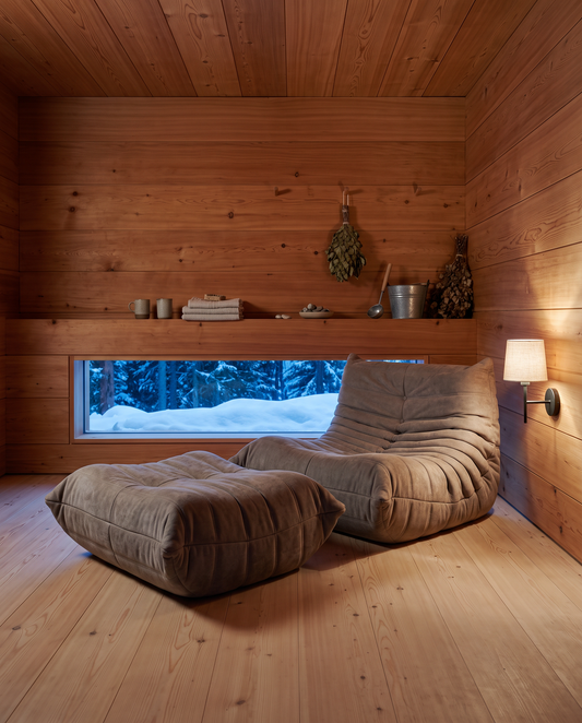 Low Lounge Modular Chair & Ottoman in Suede | DREAMOA