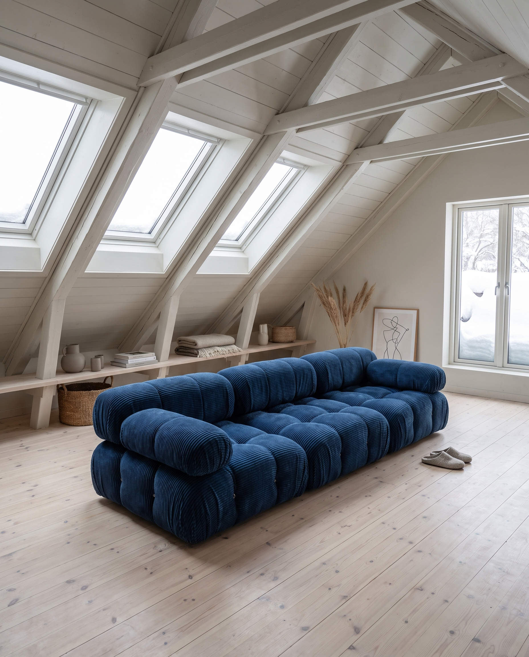 Linear Modular Sofa — 4-Block Corduroy — DREAMOA