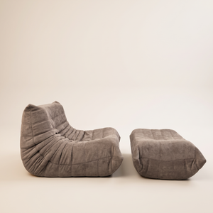 Niedriger Lounge-Sessel und Ottoman aus Wildleder | DREAMOA