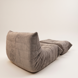 Niedriger Lounge-Sessel und Ottoman aus Wildleder | DREAMOA
