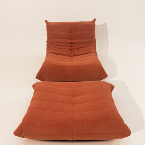 Niedriger Lounge-Modulsessel & Ottoman aus Cord | DREAMOA