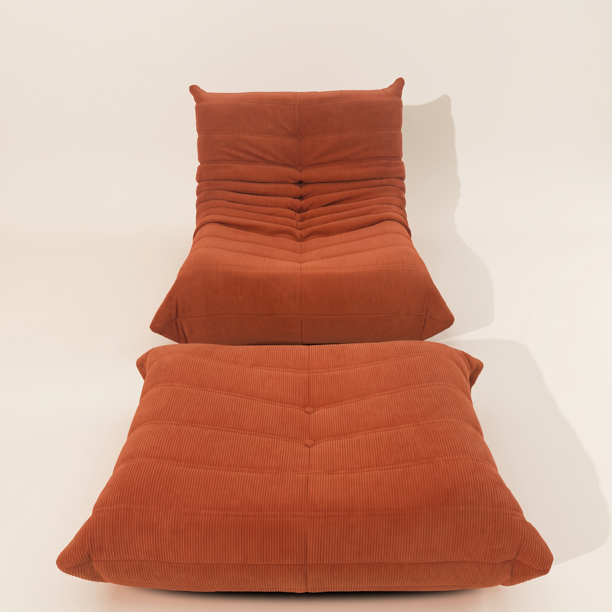 Niedriger Lounge-Modulsessel & Ottoman aus Cord | DREAMOA