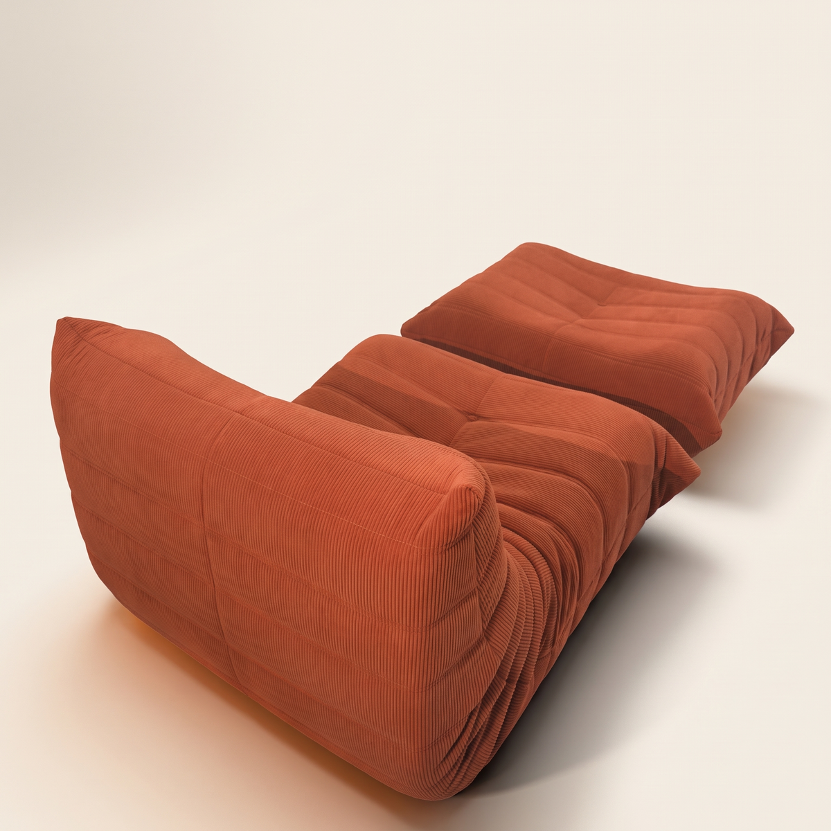 Niedriger Lounge-Modulsessel & Ottoman aus Cord | DREAMOA