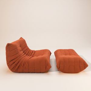 Niedriger Lounge-Modulsessel & Ottoman aus Cord | DREAMOA